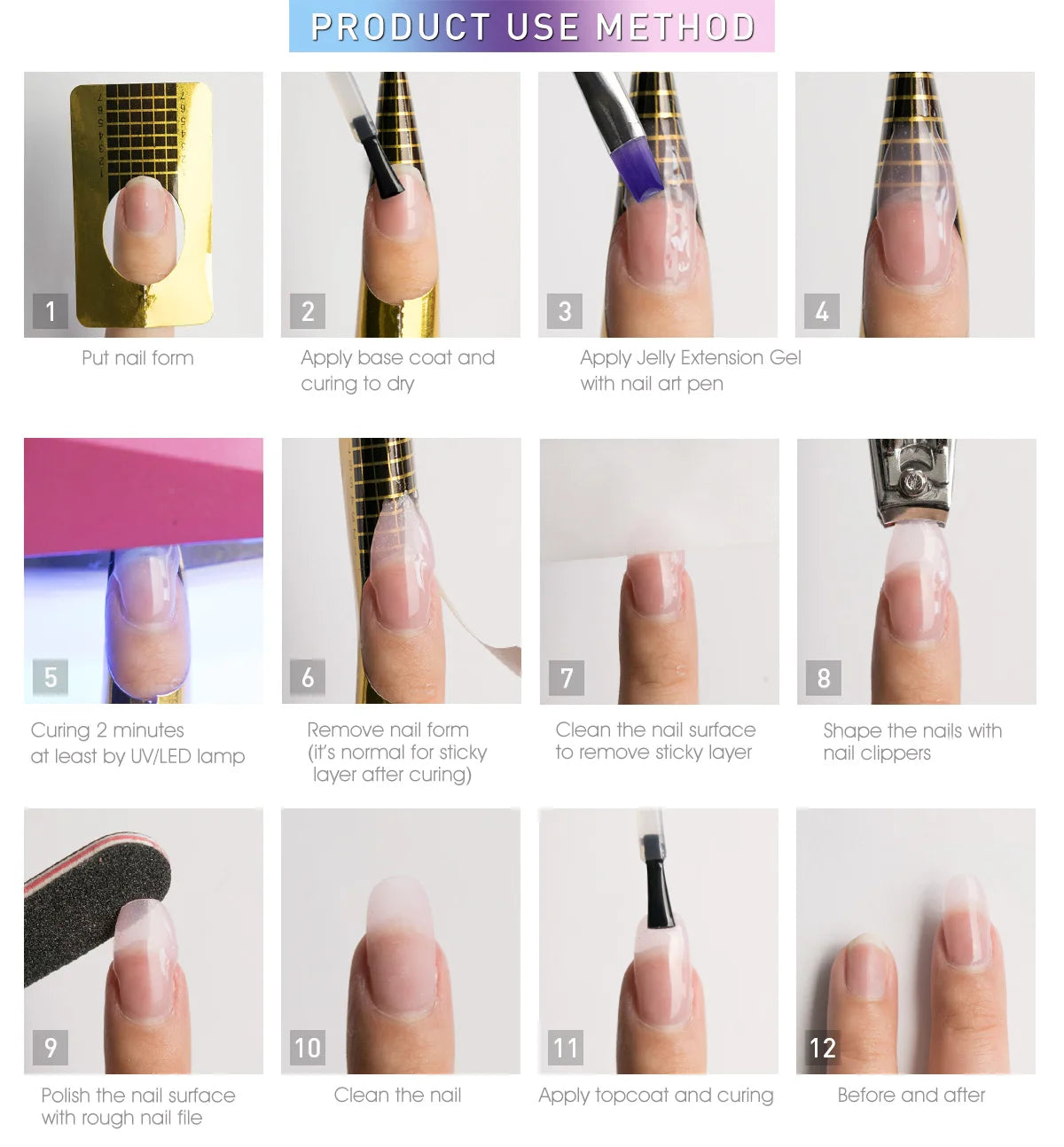 50ml Venalisa New Extension UV LED Jelly Gel Soak Off Sculpture Camouflage Poly Nail CANNI Supply Extending Clear Color Nail Gel