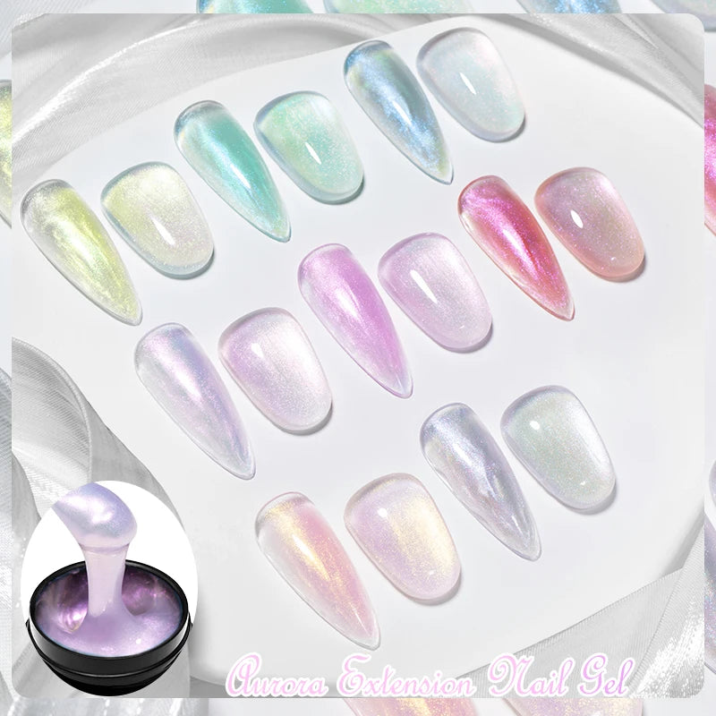 8ml Aurora Extension Gel Nail Polish Blue Pink Purple Acrylic Camouflage Hard Gel Semi Permanent UV Gel For Nails Extension DIY