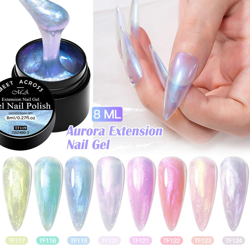 8ml Aurora Extension Gel Nail Polish Blue Pink Purple Acrylic Camouflage Hard Gel Semi Permanent UV Gel For Nails Extension DIY