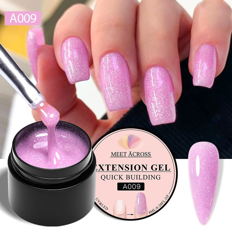 8ml Aurora Extension Gel Nail Polish Blue Pink Purple Acrylic Camouflage Hard Gel Semi Permanent UV Gel For Nails Extension DIY