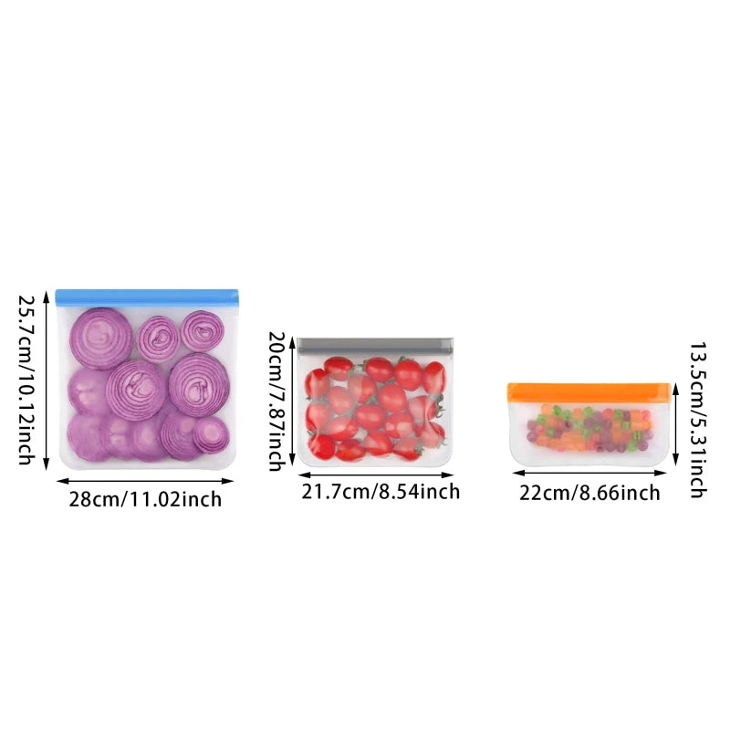 Usrful Silicone Leakproof Fresh Bag Food Storage Bags Reusable Up Zip Shut Freshing Wrap Ziplock Pouches