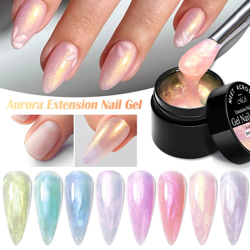 8ml Aurora Extension Gel Nail Polish Blue Pink Purple Acrylic Camouflage Hard Gel Semi Permanent UV Gel For Nails Extension DIY