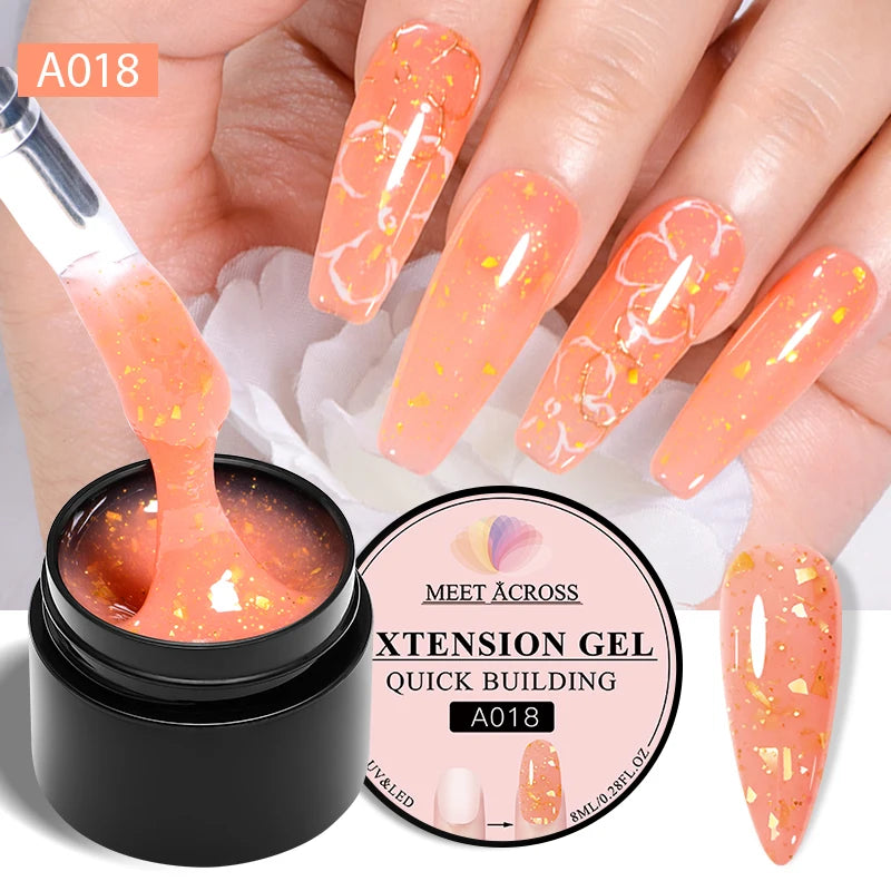 8ml Aurora Extension Gel Nail Polish Blue Pink Purple Acrylic Camouflage Hard Gel Semi Permanent UV Gel For Nails Extension DIY