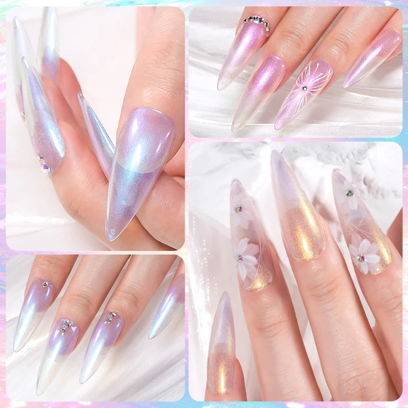 8ml Aurora Extension Gel Nail Polish Blue Pink Purple Acrylic Camouflage Hard Gel Semi Permanent UV Gel For Nails Extension DIY