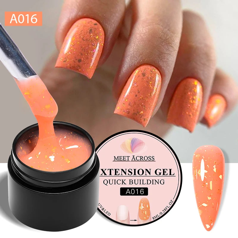 8ml Aurora Extension Gel Nail Polish Blue Pink Purple Acrylic Camouflage Hard Gel Semi Permanent UV Gel For Nails Extension DIY