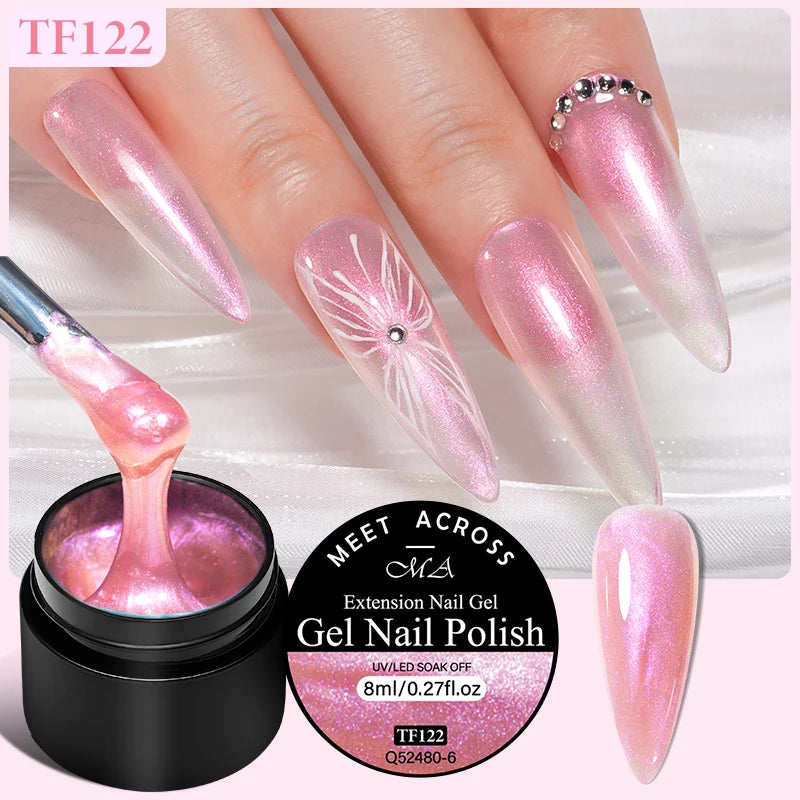 8ml Aurora Extension Gel Nail Polish Blue Pink Purple Acrylic Camouflage Hard Gel Semi Permanent UV Gel For Nails Extension DIY
