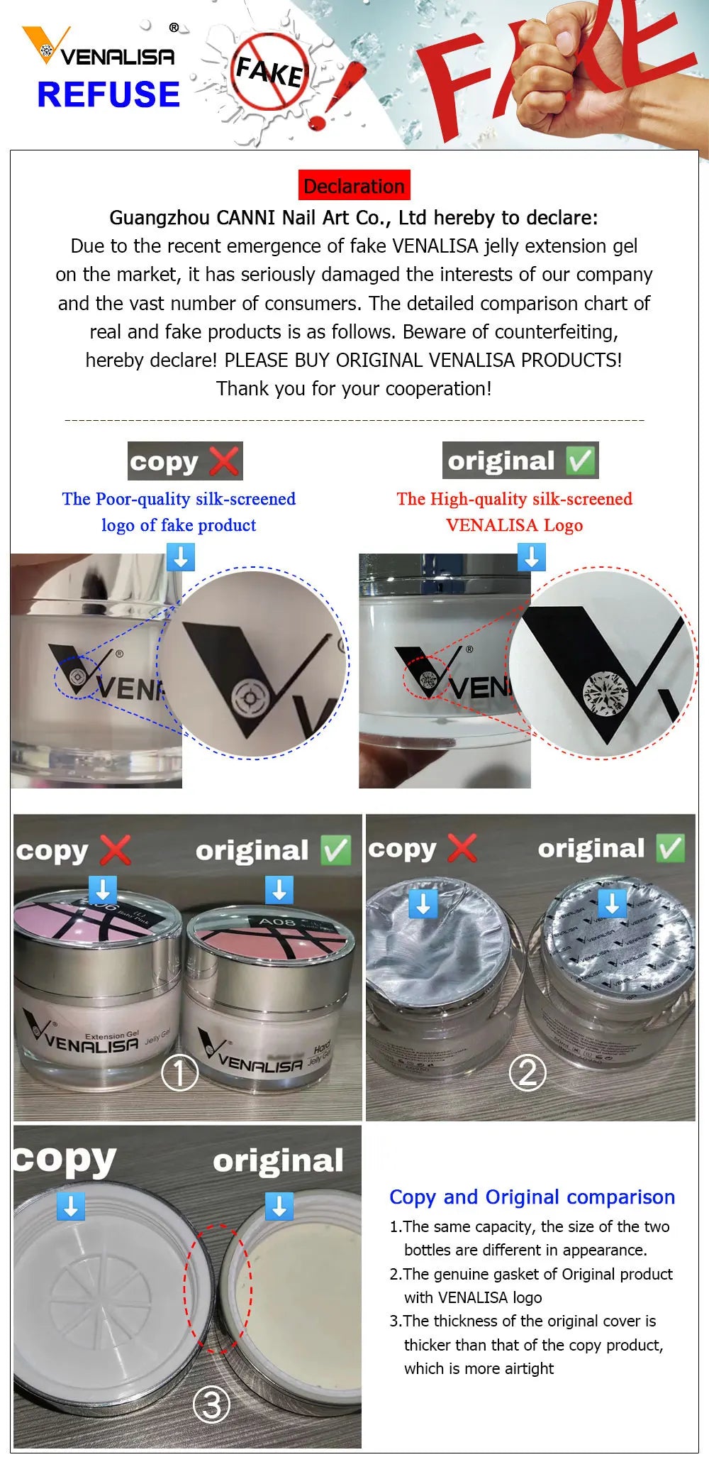 50ml Venalisa New Extension UV LED Jelly Gel Soak Off Sculpture Camouflage Poly Nail CANNI Supply Extending Clear Color Nail Gel