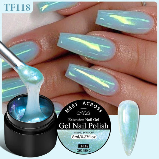8ml Aurora Extension Gel Nail Polish Blue Pink Purple Acrylic Camouflage Hard Gel Semi Permanent UV Gel For Nails Extension DIY