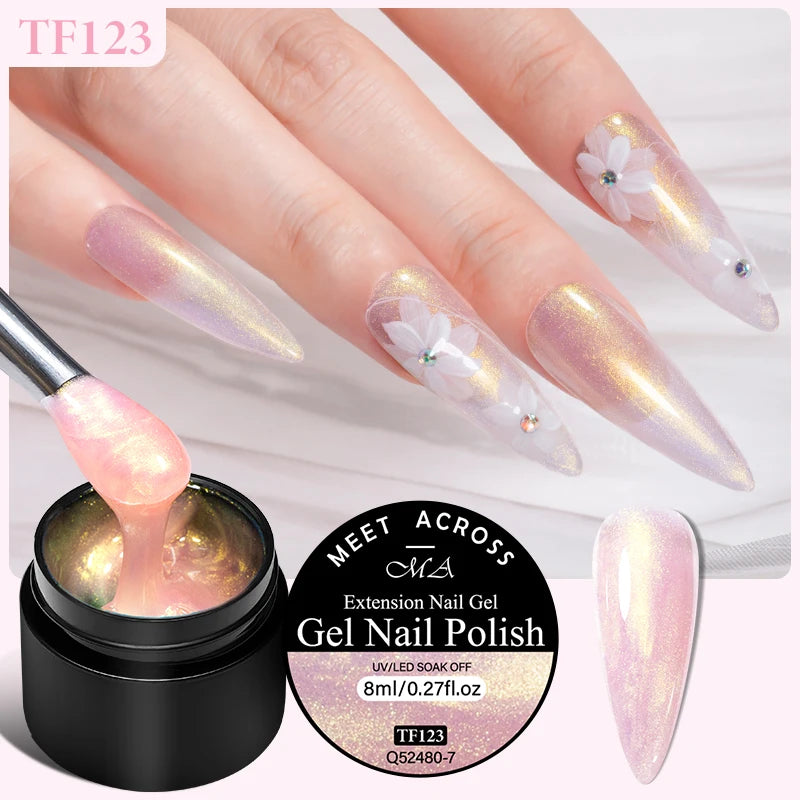 8ml Aurora Extension Gel Nail Polish Blue Pink Purple Acrylic Camouflage Hard Gel Semi Permanent UV Gel For Nails Extension DIY