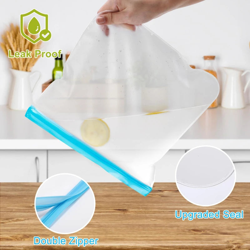 Usrful Silicone Leakproof Fresh Bag Food Storage Bags Reusable Up Zip Shut Freshing Wrap Ziplock Pouches