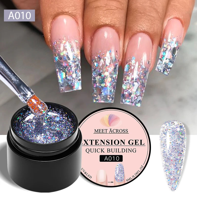8ml Aurora Extension Gel Nail Polish Blue Pink Purple Acrylic Camouflage Hard Gel Semi Permanent UV Gel For Nails Extension DIY