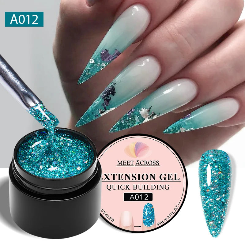 8ml Aurora Extension Gel Nail Polish Blue Pink Purple Acrylic Camouflage Hard Gel Semi Permanent UV Gel For Nails Extension DIY