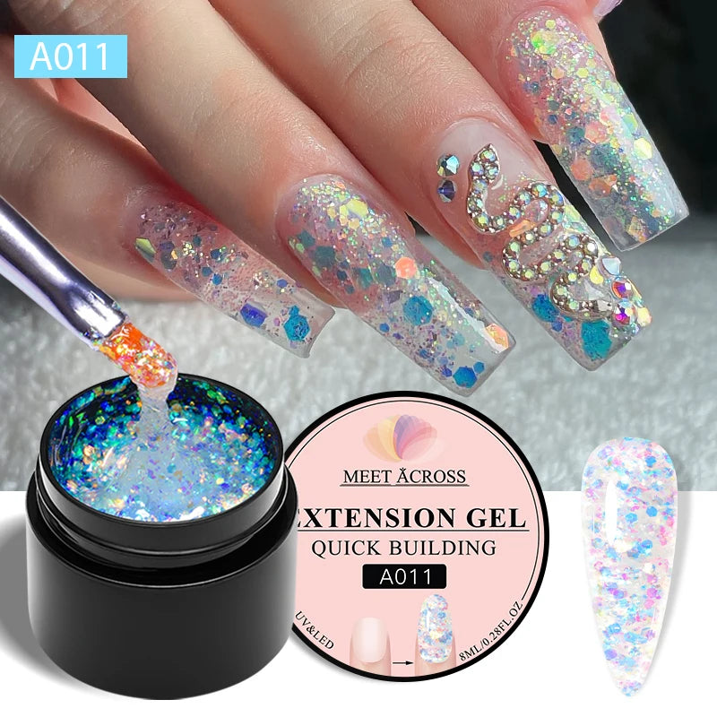 8ml Aurora Extension Gel Nail Polish Blue Pink Purple Acrylic Camouflage Hard Gel Semi Permanent UV Gel For Nails Extension DIY