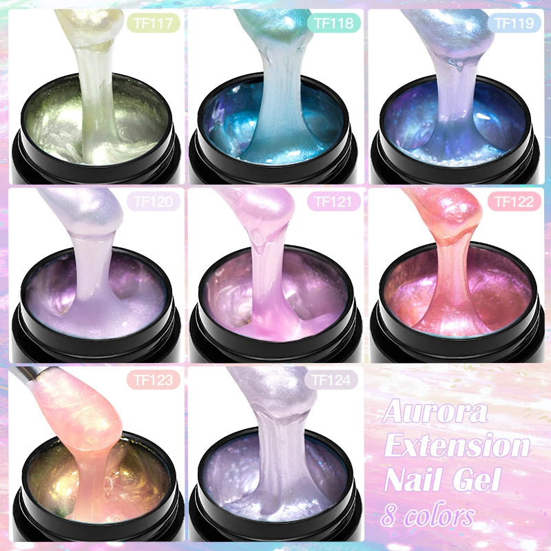 8ml Aurora Extension Gel Nail Polish Blue Pink Purple Acrylic Camouflage Hard Gel Semi Permanent UV Gel For Nails Extension DIY