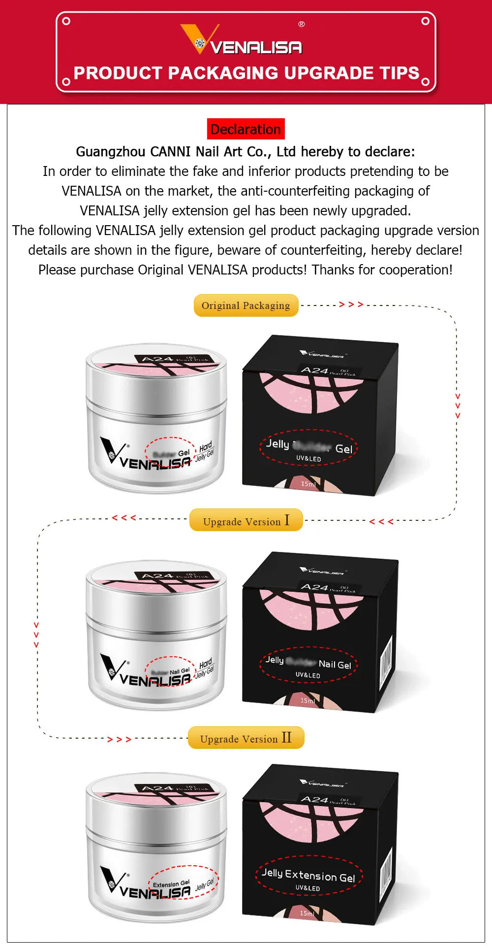 50ml Venalisa New Extension UV LED Jelly Gel Soak Off Sculpture Camouflage Poly Nail CANNI Supply Extending Clear Color Nail Gel